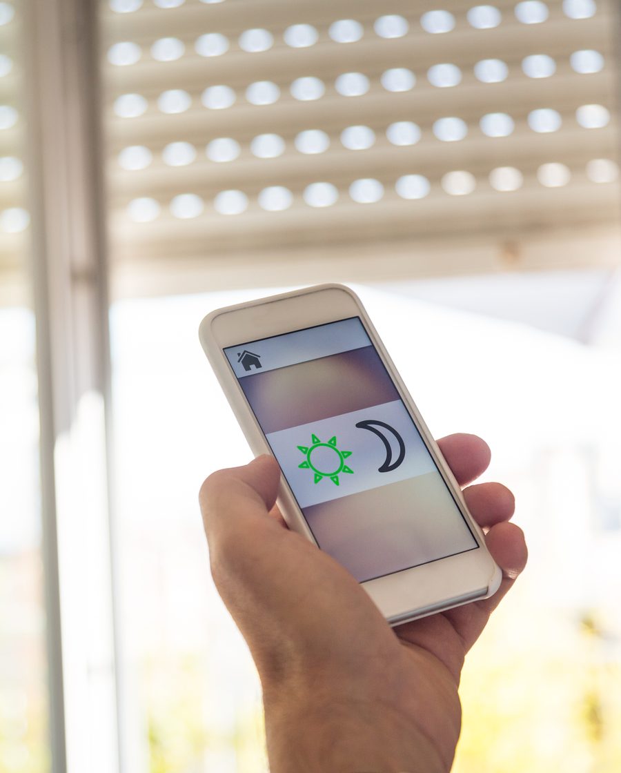 A blind being operated from a smartphone app