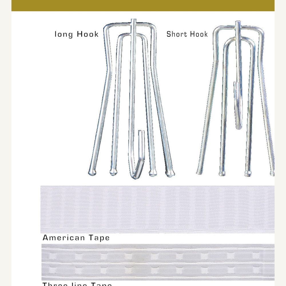 Curtain hooks and heading tapes from the trade range