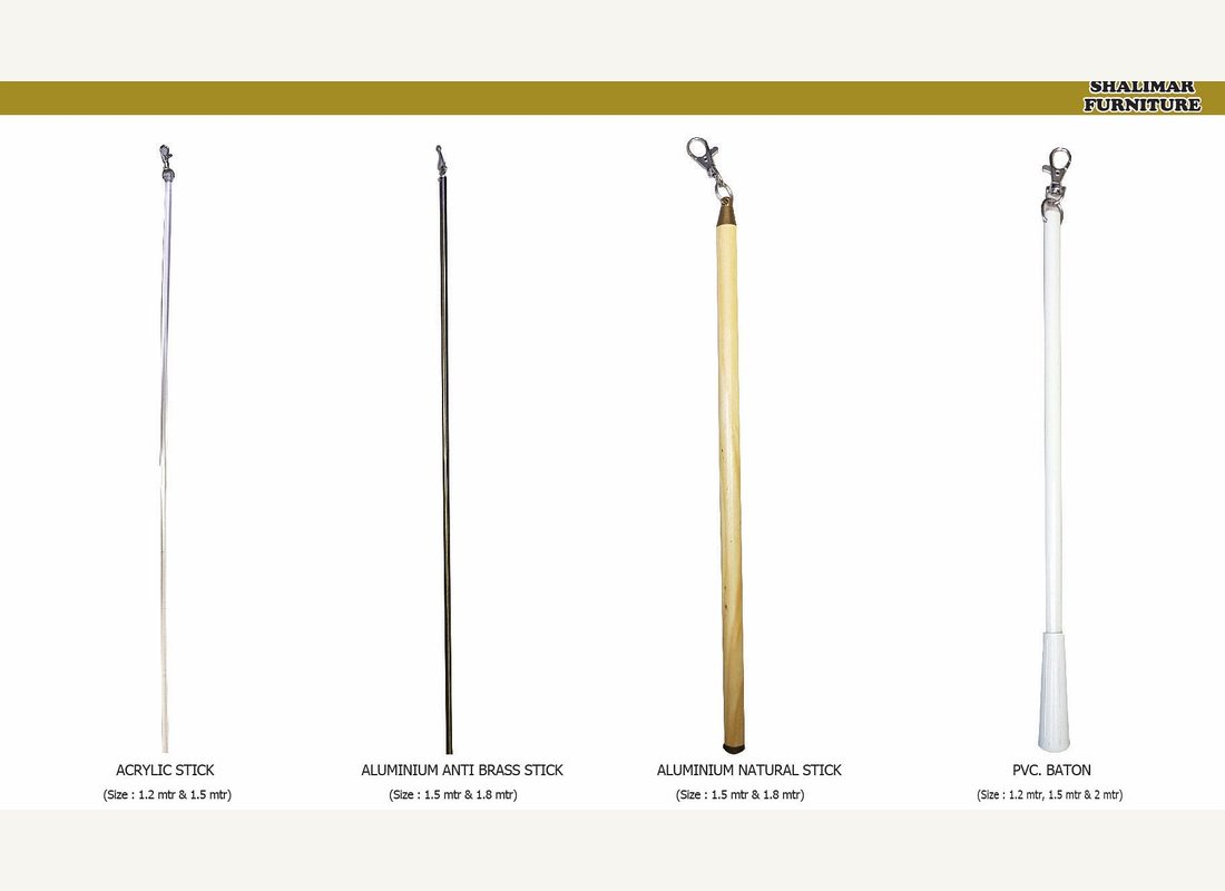 Acrylic, aluminium and PVC curtain wands in the stocked lengths