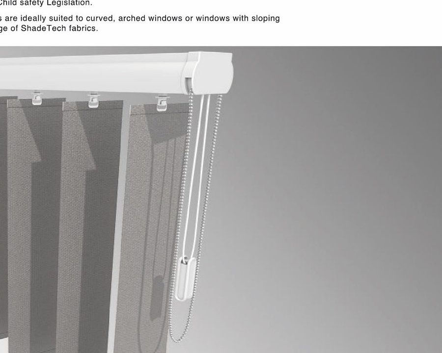 Vertical blind louvres angled to control daylight